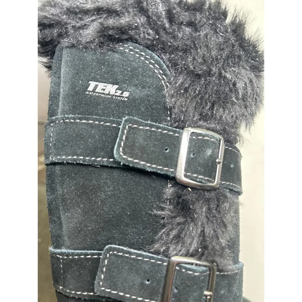 L.L.Bean Nordic Tek 2.5 boots feature faux-fur trim 7 side buckle straps size 9